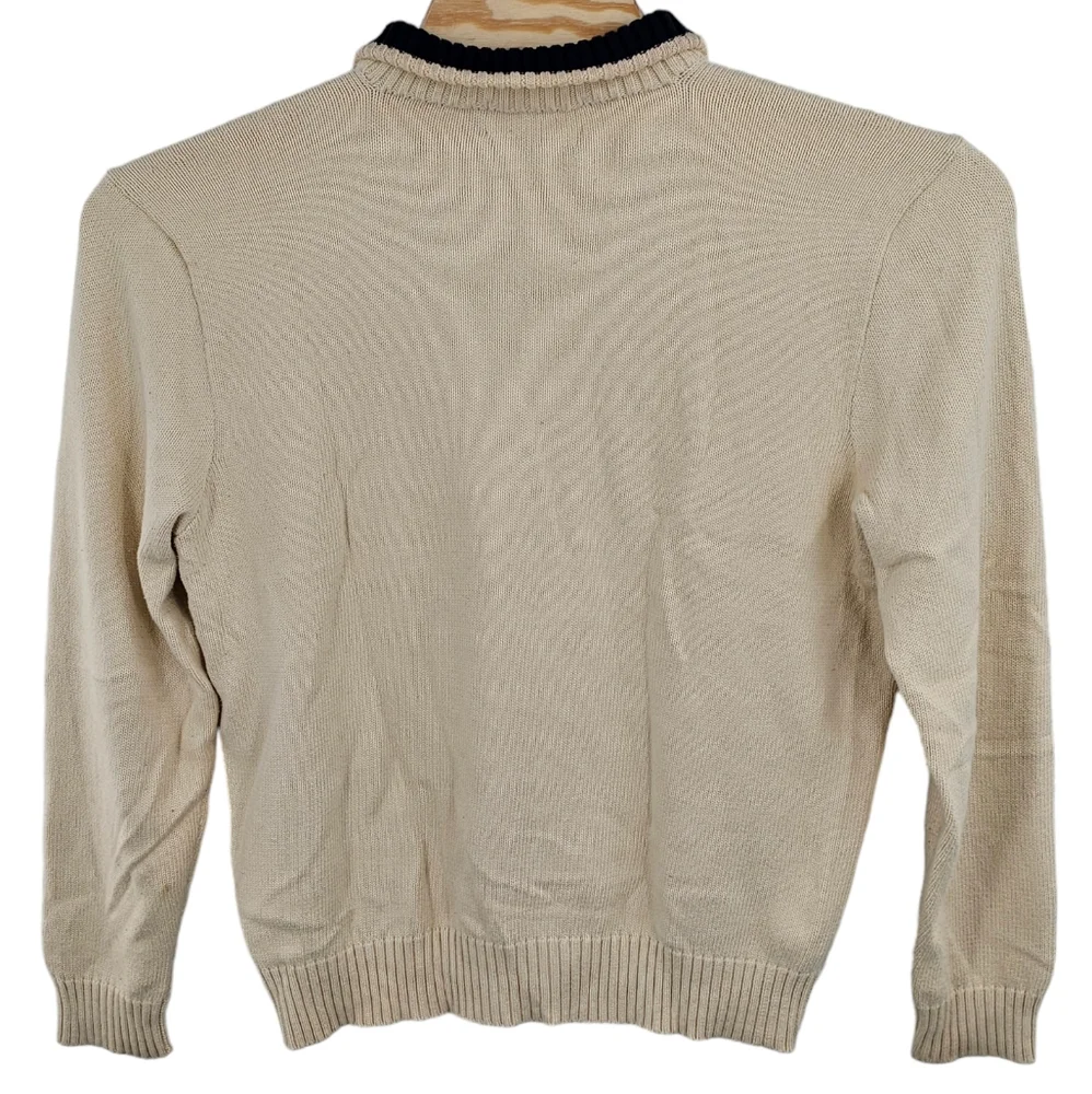 Polo Ralph Lauren Vintage Ribbed 1/4 Zip Sweater Large‎ Heavyweight Knit Flaws